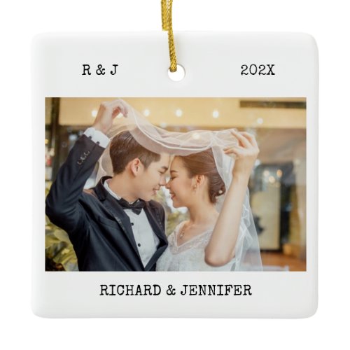 First Christmas Married | Custom Newlywed Photo Ceramic Ornament