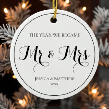 First Christmas Married Elegant Simple Mr and Mrs
