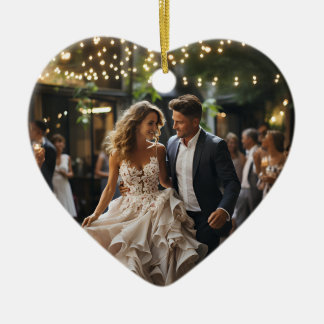 First Christmas Married Heart Shape Ceramic Ornament