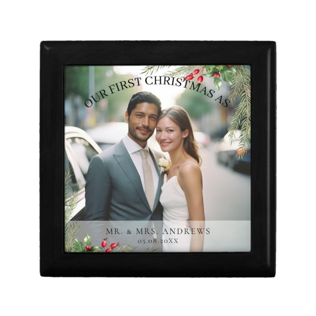 "First Christmas Married"Jewelry Keepsake Box (Front)