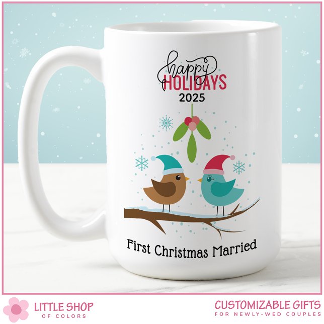 First Christmas Married Love Birds Coffee Mug (Creator Uploaded)