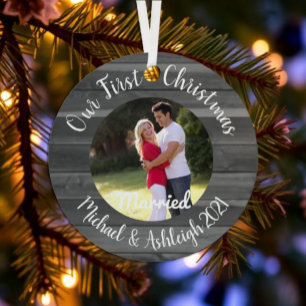 First Christmas Married Metal Ornament