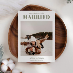 First Christmas Married Modern Christmas Photo Holiday Card