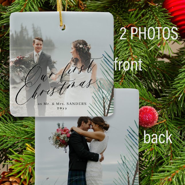 First Christmas married Mr and Mrs 2 photo Ceramic Ornament (Creator Uploaded)