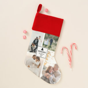 First Christmas Married Mr And Mrs 4 Photo Collage Christmas Stocking