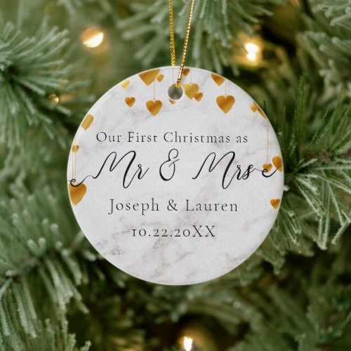 First Christmas Married Mr and Mrs Ceramic Ornament