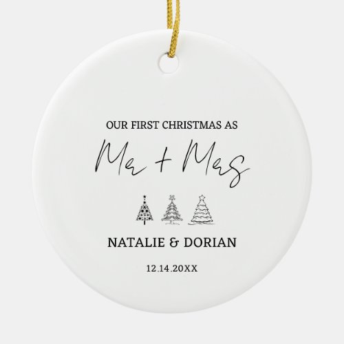 First Christmas Married Mr and Mrs Tree Christmas Ceramic Ornament