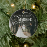 First Christmas Married Mr & Mrs Couples Photo  Ceramic Ornament<br><div class="desc">Celebrate your first Christmas as a married couple with the First Christmas Married Mr & Mrs Couples Photo Ornament. Personalize it with your photo to create a heartfelt keepsake that adds a loving,  festive touch to your holiday decor</div>