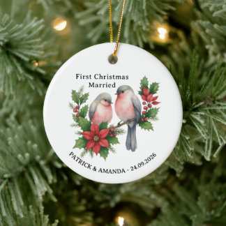 First Christmas Married Mr & Mrs Name Ceramic Ornament