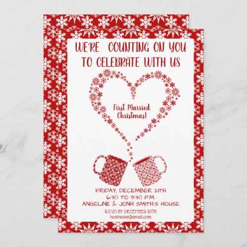 First Christmas Married Mugs Personali Personalize Invitation