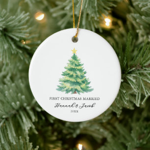 First Christmas Married Newlywed Ceramic Ornament