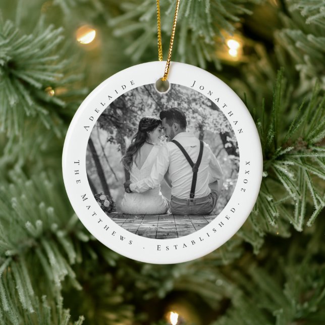 First Christmas Married Newlywed Date Established  Ceramic Ornament (Tree)