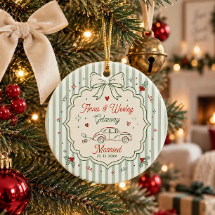 First Christmas Married Newlywed Gift Personalized Ceramic Ornament