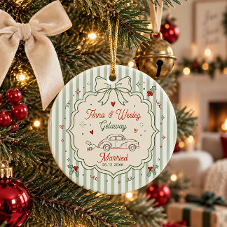First Christmas Married Newlywed Gift Personalized Ceramic Ornament