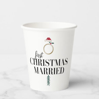 First Christmas Married Newlywed Holiday, Matchin Paper Cups