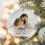 First Christmas Married Newlywed Photo Ceramic Ornament<br><div class="desc">Create your own first Christmas married ornament featuring custom photo alongside personalized names and year.</div>