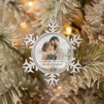 First Christmas Married Newlywed Photo Snowflake Pewter Christmas Ornament<br><div class="desc">Create your own first Christmas married ornament featuring custom photo alongside personalized names and year.</div>
