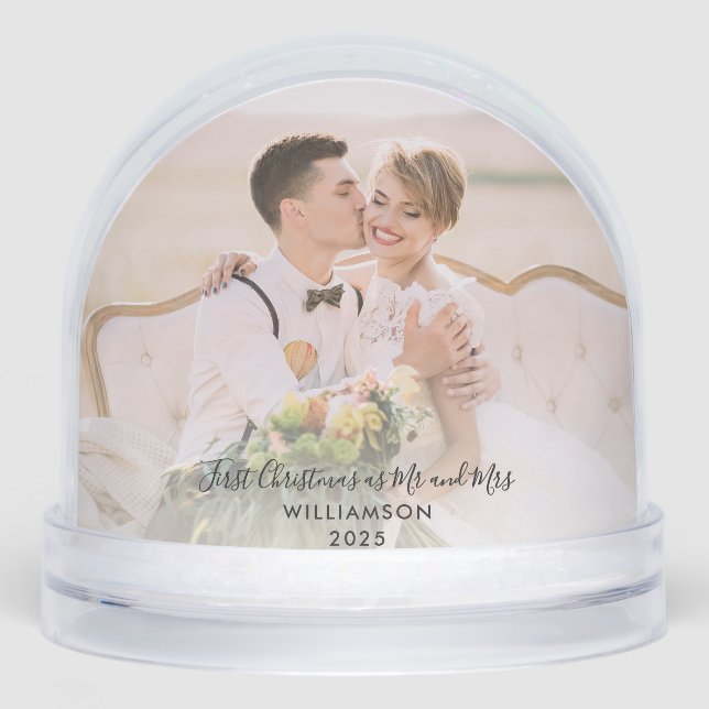 First Christmas Married Newlyweds Photos Custom Snow Globe (Front)