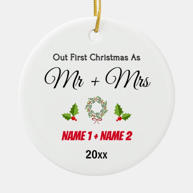 First Christmas Married Ornament - Married Gift (Front)