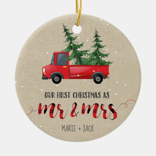 First Christmas Married Ornament Personalized Gift (Front)