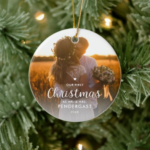 First Christmas Married Photo Christmas Ornament