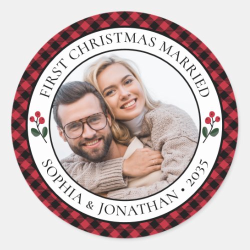 First Christmas Married Photo Envelope Seal