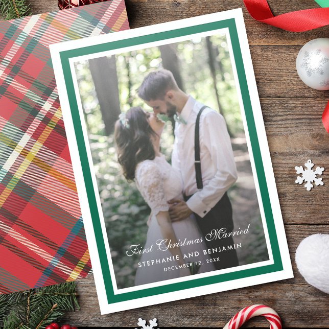 First Christmas Married Photo Modern Letterpress Photo Cards (First Christmas Married Photo Modern Letterpress Photo Cards)