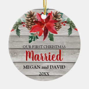 first christmas married rustic winter flowers ceramic ornament - Our First Married Christmas Ornament first christmas married rustic winter flowers ceramic ornament - Our First Married Christmas Ornament