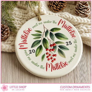 First Christmas Married Under the Mistletoe Photo Ceramic Ornament