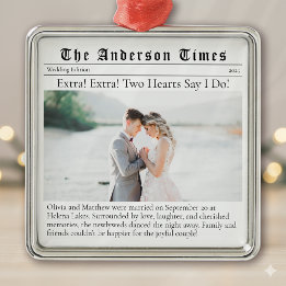 First Christmas Married | Wedding Announcement Metal Ornament