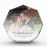 First Christmas Married Wedding Day Couples Photo<br><div class="desc">First Christmas as Married Wedding Photo Custom Photo Block. You can easily add your favorite wedding day photo,  date and name as a couple by clicking the "Personalize" button</div>