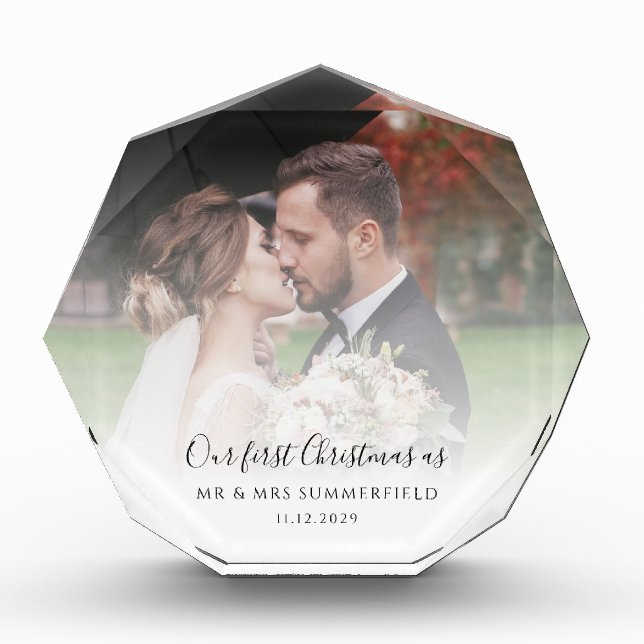 First Christmas Married Wedding Day Couples Photo Block (Front)