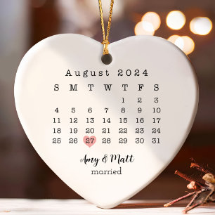 First Christmas Married with Date & Photo in Back Ornament