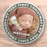 First Christmas Modern Custom Baby Photo Keepsake Magnet<br><div class="desc">This simple and classic design is composed of serif typography and add a custom photo of your baby and baby's name and Christmas year</div>