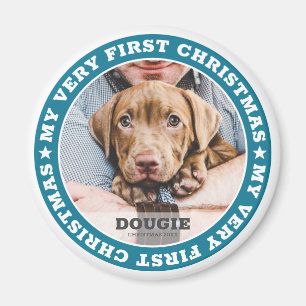 First Christmas Modern Custom Pet Photo Keepsake Magnet
