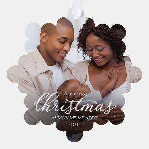 First Christmas Mom Dad Family Photo Card