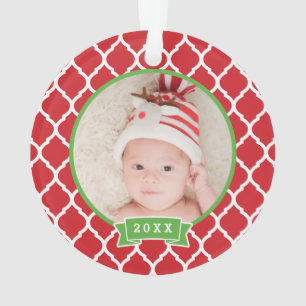 First Christmas Monogram Photo Holiday Ornament