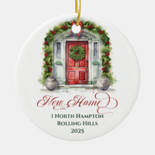 First Christmas Monogrammed New Home  Metal Orname Ceramic Ornament