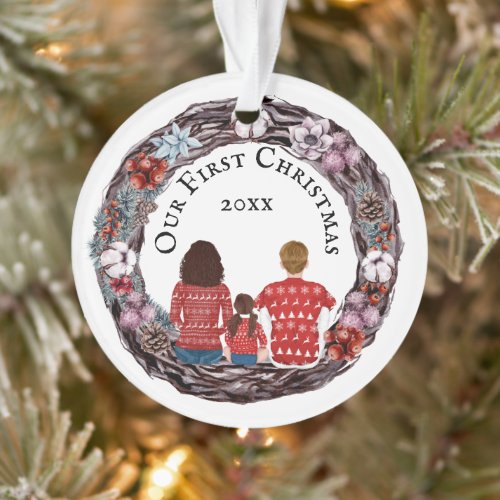First Christmas mother father daughter PHOTO Ornament