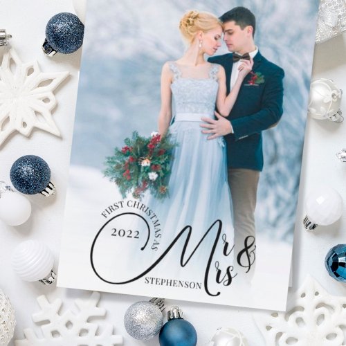 First Christmas Mr and Mrs 2 Photo Your Greeting Holiday Card