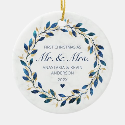 First Christmas Mr and Mrs Ceramic Ornament