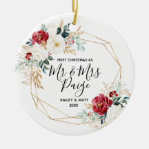 First Christmas Mr and Mrs Couple Ceramic Ornament