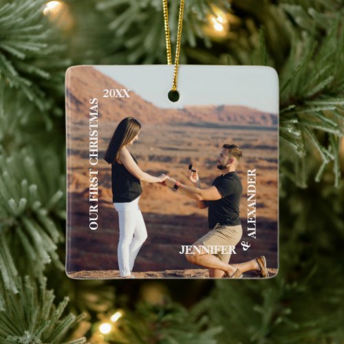 First Christmas Mr and Mrs Couple Photo Ceramic Ornament