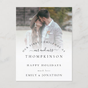 First Christmas Mr and Mrs Photo Names Holiday Postcard