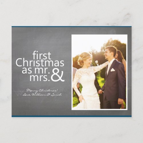 First Christmas Mr  Mrs Chalkboard  Holiday Postcard