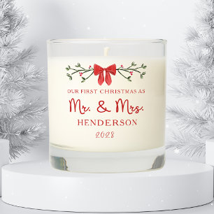 First Christmas Mr. & Mrs. Custom Newlywed Holiday Scented Candle