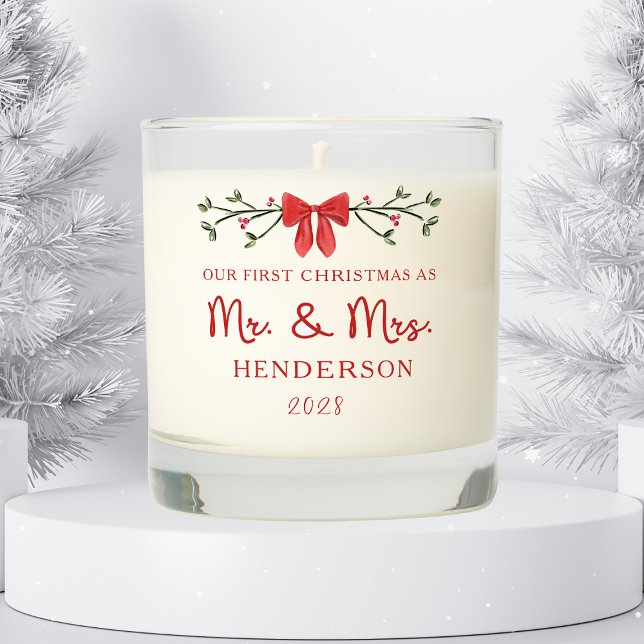 First Christmas Mr. & Mrs. Custom Newlywed Holiday Scented Candle (Creator Uploaded)
