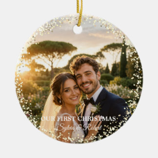 First Christmas Mr Mrs Custom Photo Ceramic Ornament