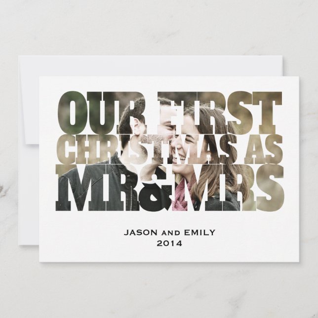 FIRST CHRISTMAS Mr & Mrs Cutout Photo Holiday Card (Front)