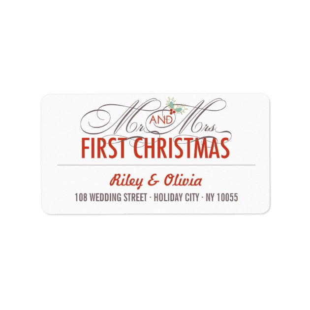 First Christmas Mr. & Mrs. Holiday Address Labels